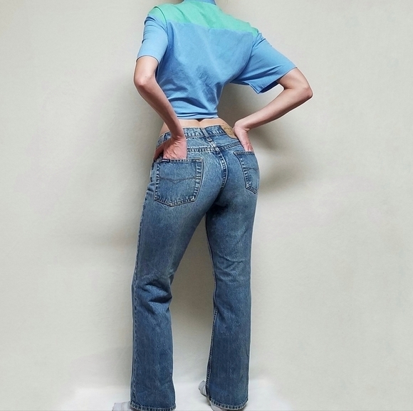 VINTAGE 1990s Jordache Stone Wash Mid Rise Distressed Flared Jeans 4 - Picture 3 of 10